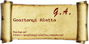 Gosztonyi Aletta névjegykártya